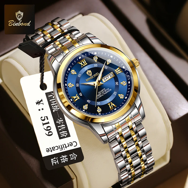 Luxury Watch Top 10 - BINBOND B7169 العلامة التجارية الفاخرة موضة