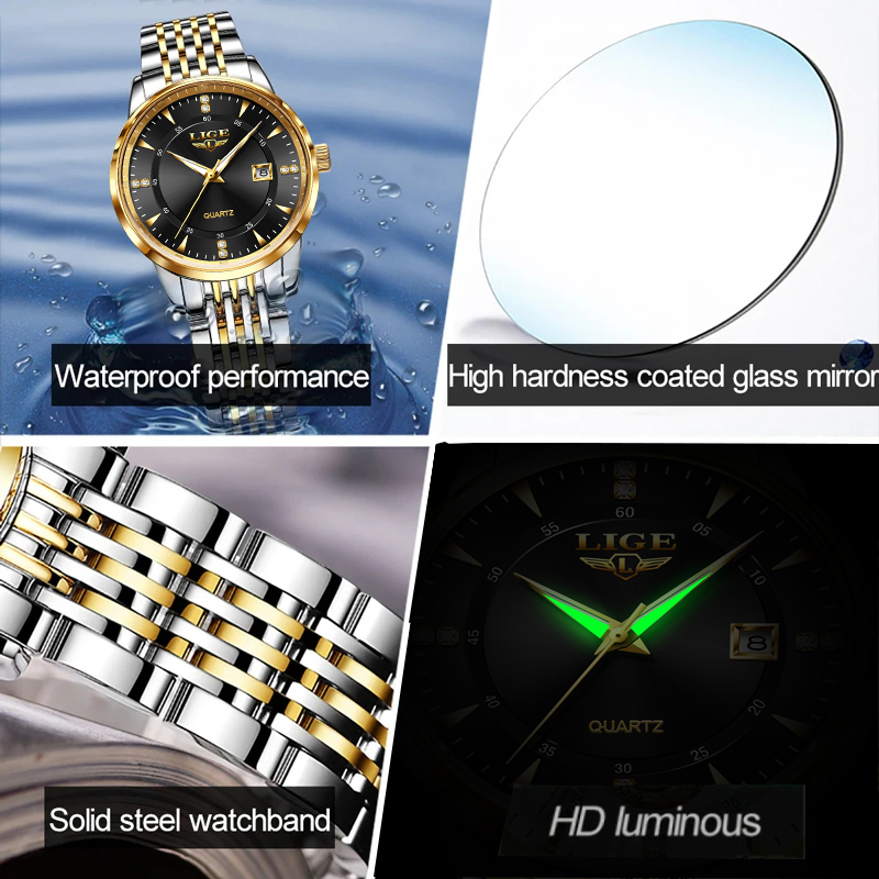 LIGE-ساعات يد كوارتز نسائية مق - مراجعة Luxury Watch Top 10 وسعره